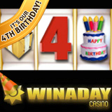 One-of-a-Kind WinADay Casino Celebrates 4th Birthday with Casino Bonuses and New Casino Game